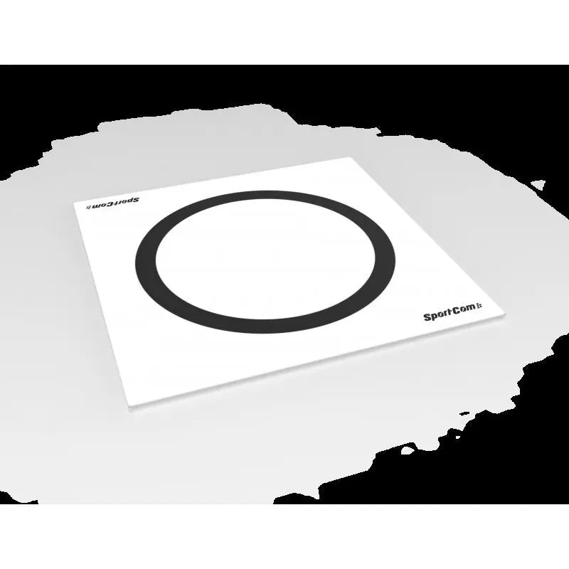 SportCom Flexi-Roll Wrestling Home Mat in Weiß mit schwarzem Ring in Schrägansicht von oben