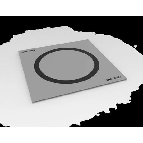 SportCom Flexi-Roll Wrestling Studio-Matte in Grau mit schwarzem Kreis, Schrägansicht