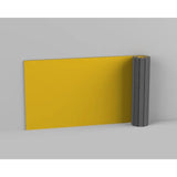 SportCom Flexi-Wall Wandschutz von Dollamur in Gelb, Wandpolster teilweise aufgerollt vor grauer Wand
