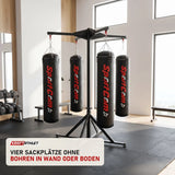SportCom Freistehende 4-Sack-Station in einem hellen Home-Gym