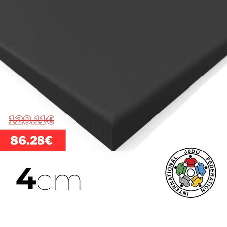 SportCom Judo-Tatami Reisstroh 1 × 1 m, 5 cm, rutschfeste Unterseite, Variante 2 × 1 m: Eckdetail in Schwarz, freigestellt