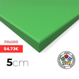 SportCom Judo-Tatami Reisstroh 1 × 1 m, 5 cm, rutschfeste Unterseite, Eckdetail in Grün mit Stärkenangabe 5 cm
