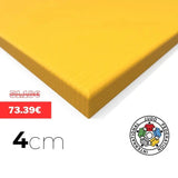 SportCom Judo-Tatami Reisstroh 1 × 1 m, 5 cm, rutschfeste Unterseite, weiteres Eckdetail in Gelb, freigestellt