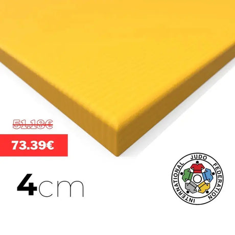 SportCom Judo-Tatami Reisstroh 1 × 1 m, 5 cm, rutschfeste Unterseite, weiteres Eckdetail in Gelb, freigestellt