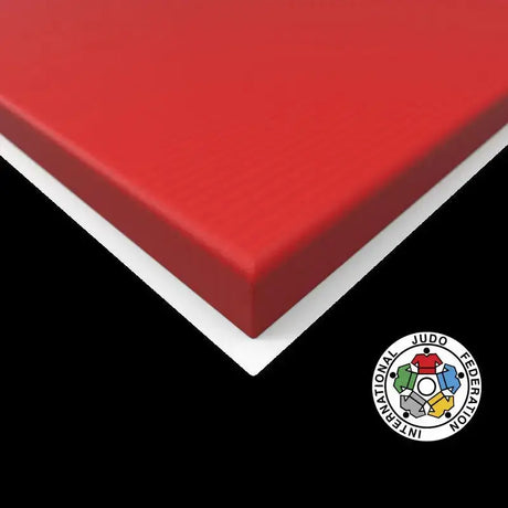 SportCom Judo-Tatami Reisstroh 2 × 1 m, 5 cm, glatte Unterseite, Kantendetail in Rot, Variante 1 × 1 m