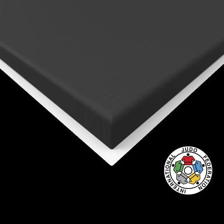 SportCom Judo-Tatami Reisstroh 2 × 1 m, 5 cm, glatte Unterseite, Kantendetail in Schwarz, Variante 1 × 1 m