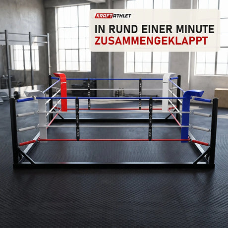 SportCom Klappbarer Boxring in einem hellen Boxstudio