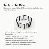 SportCom Klappbarer MMA-Käfig, Datenblatt mit Bauform, Durchmesser und Paneelen
