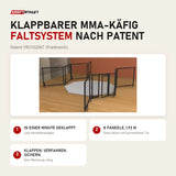 SportCom Klappbarer MMA-Käfig: Faltsystem nach Patent FR3102067, laut Hersteller in einer Minute geklappt