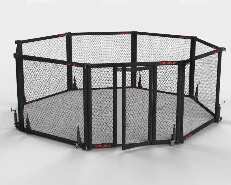 SportCom Klappbarer MMA-Käfig, Render in Schrägansicht vor weißem Hintergrund