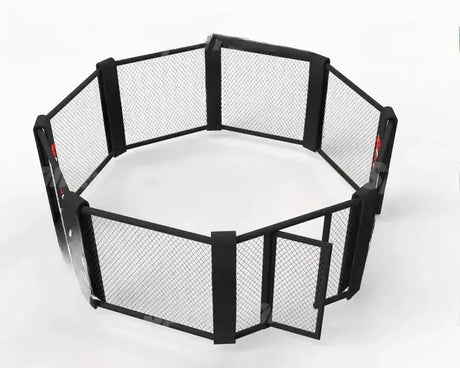 SportCom Klappbarer MMA-Käfig, Render der acht Paneele in Schrägansicht