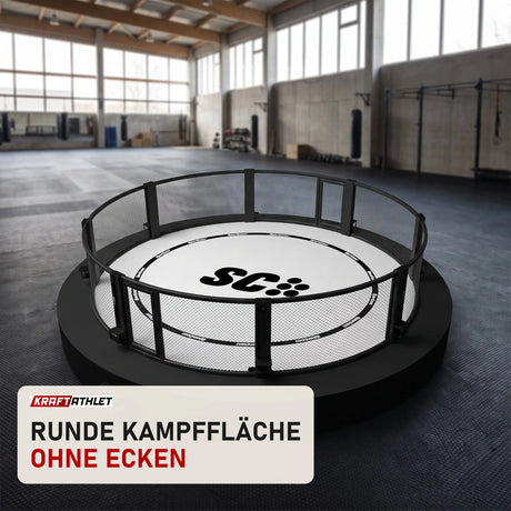 SportCom MMA-Käfig Rund Performance in einer hellen Trainingshalle