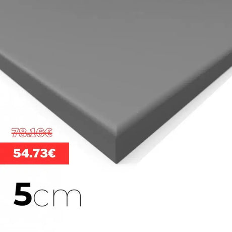 SportCom MMA-Tatami Glattfinish 1 × 1 m, 4 cm, rutschfeste Unterseite, Eckansicht der grauen Matte, 1 × 1 m, mit Preisschild