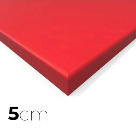 SportCom MMA-Tatami Glattfinish 1 × 1 m, 5 cm, glatte Unterseite, Eckansicht der roten Matte, 2 × 1 m, zweite Aufnahme