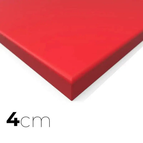 SportCom MMA-Tatami Glattfinish 1 × 1 m, 5 cm, glatte Unterseite, Eckansicht der roten Matte, 2 × 1 m