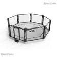 SportCom MMA-Trainingskäfig mit Podium, Render in Schrägansicht mit offener Tür