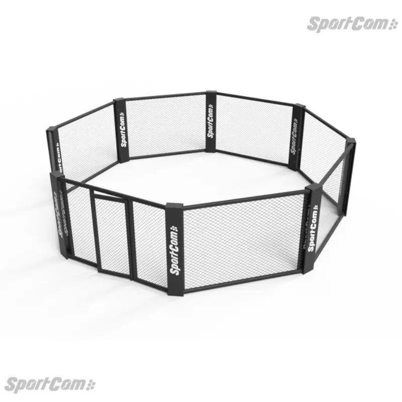 SportCom MMA-Trainingskäfig zur Bodenmontage, Freisteller der Variante 4 m in Schwarz vor weißem Hintergrund