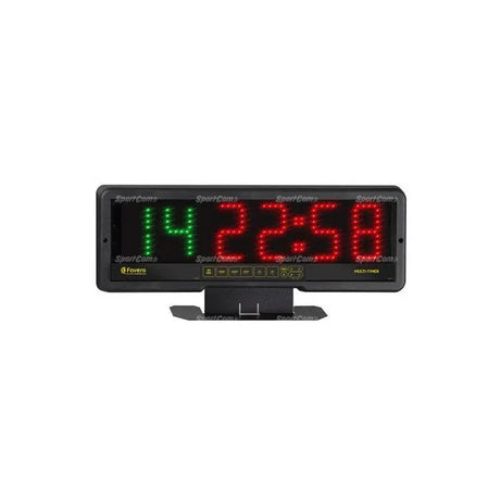 SportCom Multi-Timer von Favero mit Standfuß, LED-Anzeige in Grün und Rot von vorne