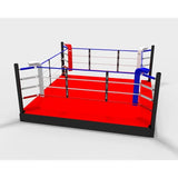 SportCom Pro-Trainingsboxring mit 30 cm Podium, Render mit rotem Boden in Schrägansicht