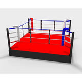SportCom Pro-Trainingsboxring mit 50 cm Podium, Render der Variante 4 x 4 m mit rotem Boden