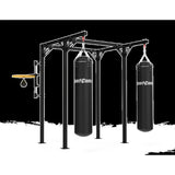 SportCom Proboxe Wandstation für Sandsäcke, Render mit Speedball-Plattform vor schwarzem Hintergrund