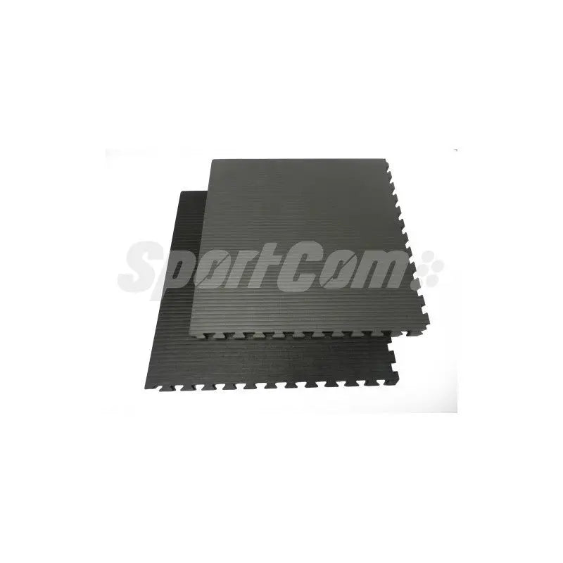 SportCom Puzzlematten 4 cm in Schwarz/Grau, zwei Matten versetzt übereinander