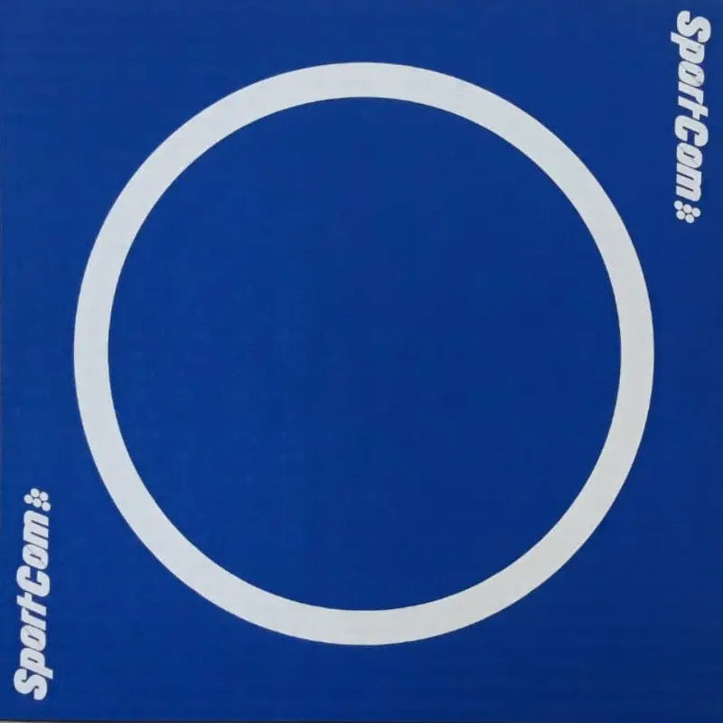 SportCom Ringerkreis-Aufdruck für Dollamur Flexi-Roll-Matten: blaue Matte mit weißem Kreis in Draufsicht