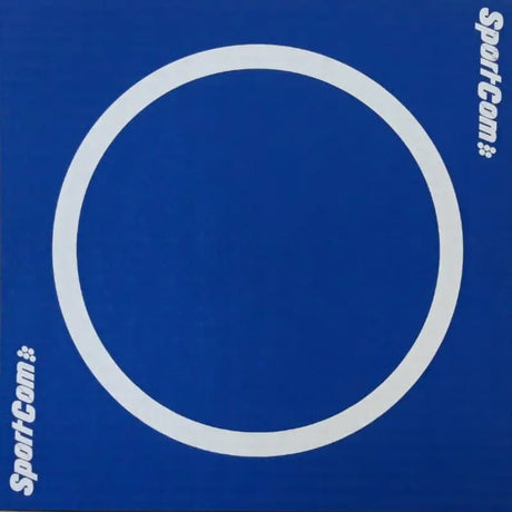 SportCom Ringerkreis-Aufdruck für Dollamur Flexi-Roll-Matten: blaue Matte mit weißem Kreis in Draufsicht