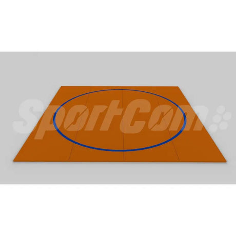 SportCom Ringerkreis-Aufdruck für Dollamur Flexi-Roll-Matten, Kreisfarbe Braun, zweite Größe mit schmaler Linie: Render der Matte