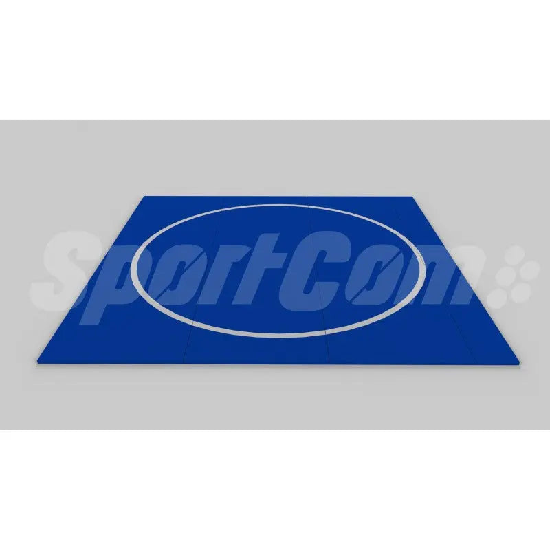 SportCom Ringerkreis-Aufdruck für Dollamur Flexi-Roll-Matten, Kreisfarbe Carolina-Blau, zweite Größe mit schmaler Linie: Render der Matte