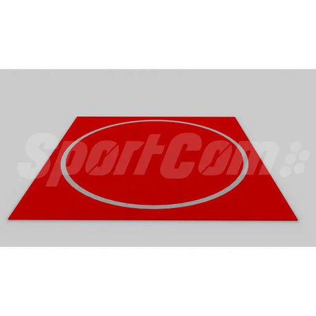 SportCom Ringerkreis-Aufdruck für Dollamur Flexi-Roll-Matten, Kreisfarbe Rot, zweite Größe mit schmaler Linie: Render der Matte