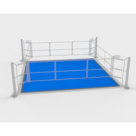 SportCom Ringplane für Bodenmontage-Boxringe – Variante 4 × 4 m: Grafik mit blauer Plane und weißen Seilen