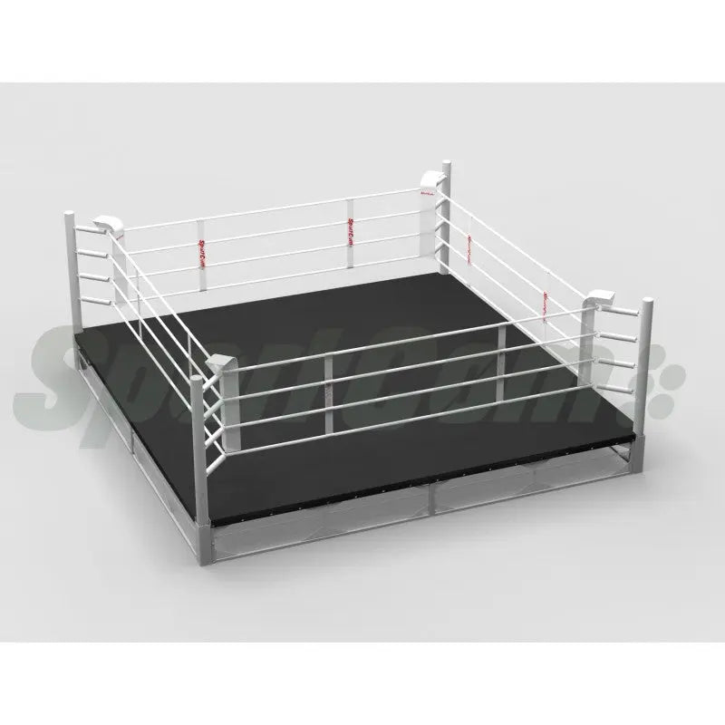 SportCom Ringplane für Podium-Trainingsringe – Variante 4 × 4 m: Grafik mit schwarzer Plane auf dem Podium