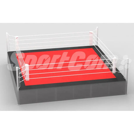 SportCom Ringplane für Podium-Trainingsringe – Variante 5 × 5 m: Grafik mit roter Plane und schwarzem Rand