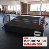 SportCom Ringplane für Wettkampf-Boxringe in einem hellen Home-Gym