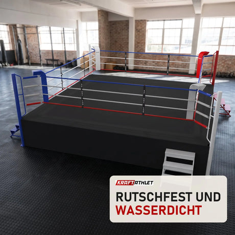 SportCom Ringplane für Wettkampf-Boxringe in einem hellen Home-Gym