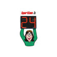 SportCom Rundenzeichen als Illustration mit roter Rundenanzeige, von einer Figur hochgehalten