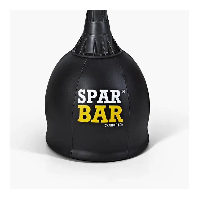 SportCom Sparbar-Reflextrainingsstation freistehend, Detail des schwarzen Standfußes mit Logo