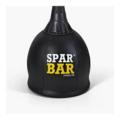 SportCom Sparbar-Reflextrainingsstation freistehend, Detail des schwarzen Standfußes mit Logo