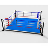 SportCom Trainingsboxring mit 15 cm Podium, Render der Variante 4 x 4 m mit blauem Boden