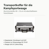 SportCom Transporttasche für Kampfsportwaage als Infografik mit Produktbild und Stichpunkten