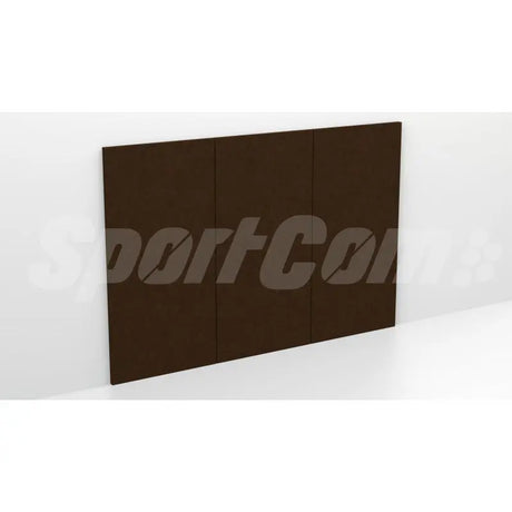 SportCom Wandpolster Standard, braunes Polster 2 × 1 m aus drei Segmenten an weißer Wand