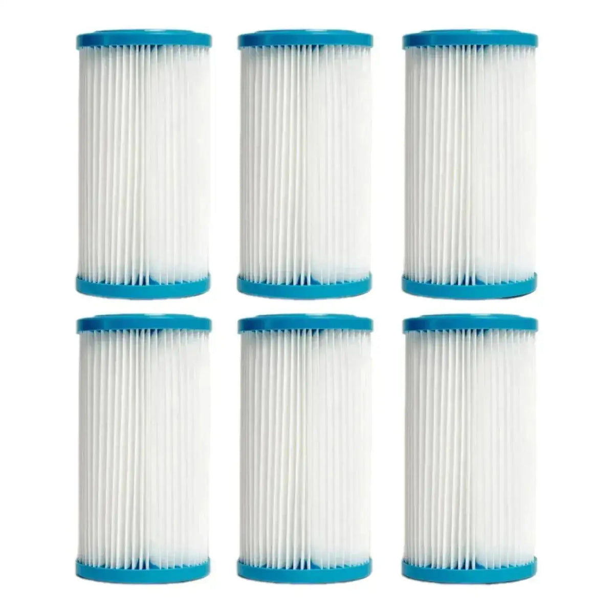 Swedish Cold Filterpaket mit 6 Filtern: sechs weiße Lamellenfilter mit blauen Endkappen nebeneinander