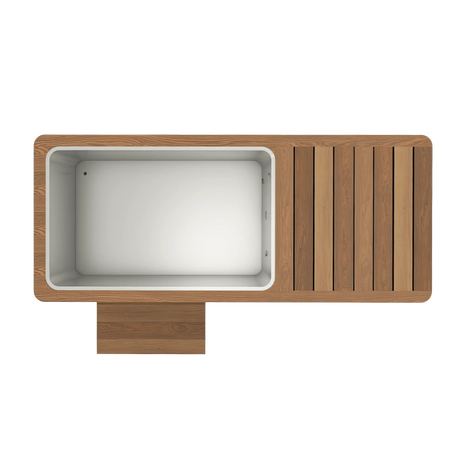 Swedish Cold Generation 4S Eisbad – Draufsicht mit Innenraum, Holzdeckel und Stufe