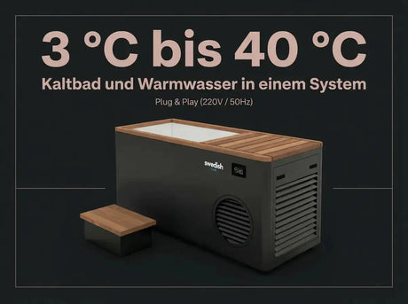Swedish Cold Generation 4S Eisbad – Infografik zu Kalt- und Warmwasser in einem System