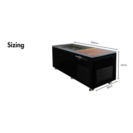 Swedish Cold Generation 5 Eisbad, Maßzeichnung mit Länge, Breite und Höhe