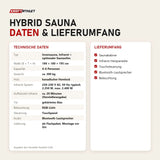 Technische Daten und Lieferumfang von Swedish Cold Hybrid Sauna als Tabelle