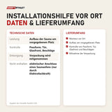 Technische Daten und Lieferumfang von Swedish Cold Installationshilfe vor Ort als Tabelle
