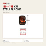 Maßbild Swedish Cold Private Escape Außensauna: Stellfläche 160 × 155 cm, Höhe 200 cm