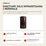 Swedish Cold Sanctuary Solo Infrarotsauna mit 4 Merkmalen: Passt auf rund 1 m², Full-Spectrum-Infrarot serienmäßig, Aufheizen in ca. 20 Minuten, Kanadischer Hemlock